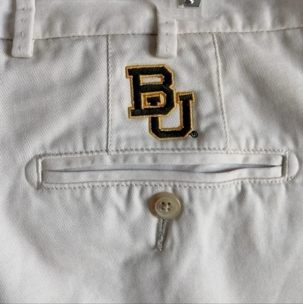 Peter Millar Men's Shorts Size 32 Ivory with BU University Logo